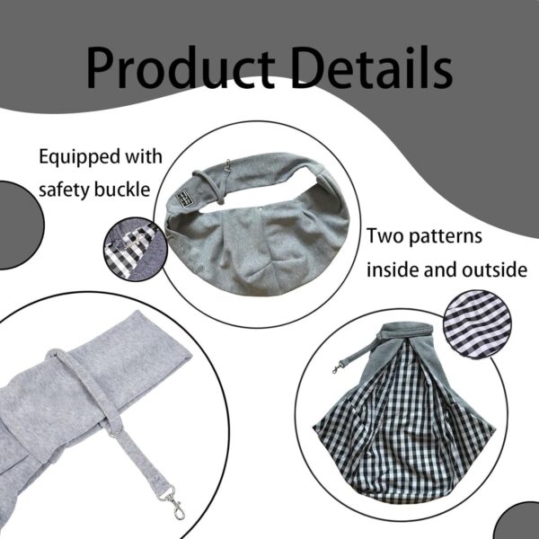 Dog Carry Sling, Pet Carriers for Dogs, Puppy Sling Carrier Small Dog, Small Pet Sling Carrier-Hands Free, Safety Belt Carrier for Small Dogs Outdoor Walking Travel Shopping Grey - Image 3