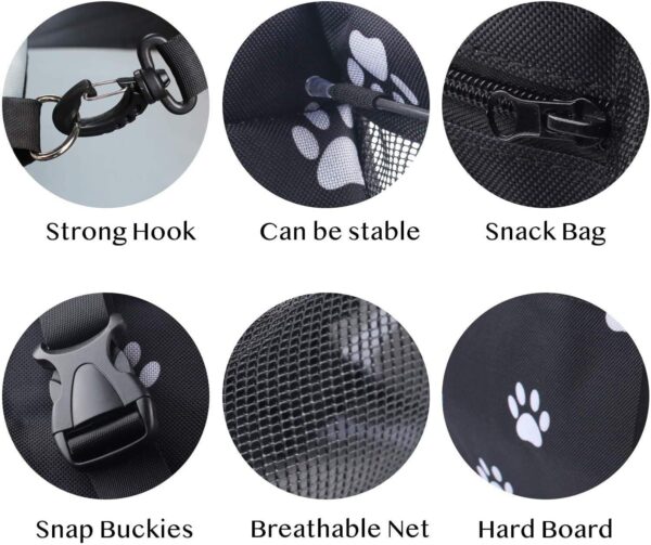Pet Car Seat Upgrade,Pet Car Booster Seat Cover, Suitable for Small and Medium-sized Cats and Dogs Washable, Foldable and Breathable,With Clip-On Safety Leash and PVC Support Tube(grey) - Image 4