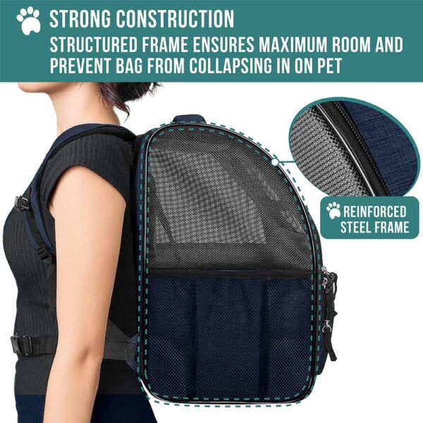 PetAmi Dog Backpack Carrier for Small Large Cat, Pet, Puppy, Ventilated Pet Hiking Backpack Travel Bag, Airline Approved Cat Backpack Carrier, Camping Biking Dog Bag Up to 18lbs Pet, Navy - Image 6
