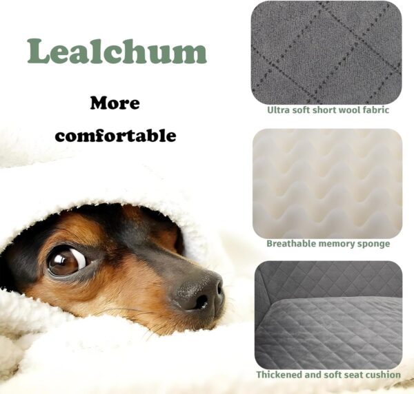 Lealchum Dog Booster Car Seat for Medium Dogs,Two Clip-On Safety Leashs Dog Car Bed for Two Small Dogs,Removable and Washable Comfy Pet Car Seat,Easy to Install and Clean (Black, Large) - Image 3