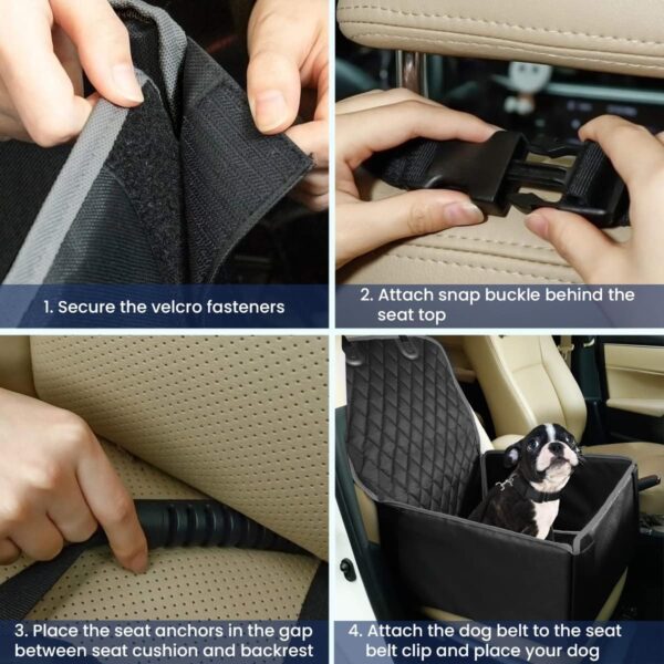 ADOV Dog Booster Seat, Waterproof Pet Car Seat Cover for Small to Medium Dogs, Extra Stable Reinforced Walls and Scratch Proof Travel Carrier Cage, Non-Slip Front or Back Seat Protector - Image 5