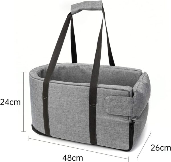 Bylphy Dog Car Seat for Console Booster Car Seat for Small Dog with Removable Pad Washable and Durable, Interactive Pet Car Seat Dog Carrier Handbag (Grey) - Image 6