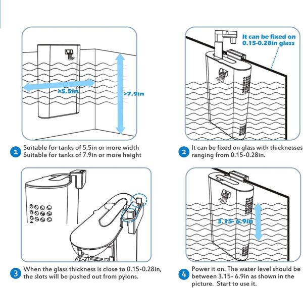 Tigerlily Enterprises 3 in 1 Internal Aquarium Filter (227L/H) Fish Tank Water Changer, Oxygen Aerator with Water Hose & Sponge Filter Plate Cartridge for Cold & Tropical Aquariums Up To 60L. - Image 2