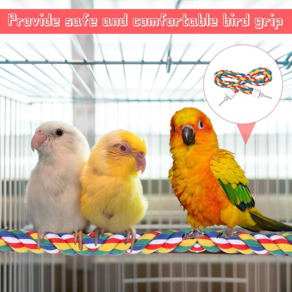 Parrot Rope,1 PCS Bird Perches Cage Rope,Parrot Perch Bird Toys Parrot Swing Chewing Standing Hanging Perch,Parrot Cotton Rope Climbing Rope Bird Playground Rope Perches,for Budgie Bath(31.5 Inches) - Image 6