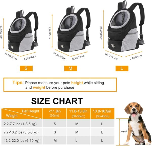 M MUNCASO Dog Carrier Backpack Small Pet Travel Bag Puppy Pet Front Pack with Breathable Head-Out Design and Waterproof Bottom Airline Approved for Outdoor Hiking Travel (L,Black) - Image 4