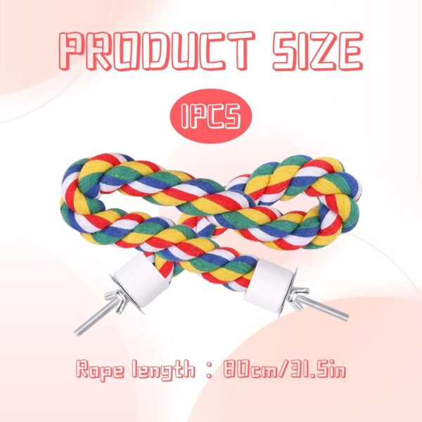 Parrot Rope,1 PCS Bird Perches Cage Rope,Parrot Perch Bird Toys Parrot Swing Chewing Standing Hanging Perch,Parrot Cotton Rope Climbing Rope Bird Playground Rope Perches,for Budgie Bath(31.5 Inches) - Image 2