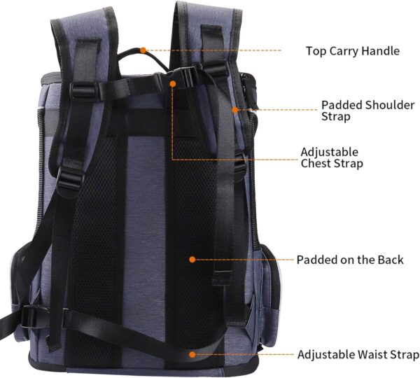 morpilot Cat Carrier Backpack, Foldable Pet Carrier Backpack for Cats and Small Dogs, Dog Backpack Carrier with Ventilated Design Inner Safety Strap, Puppy Carrier Bag for Travel Camping Hiking blue - Image 6