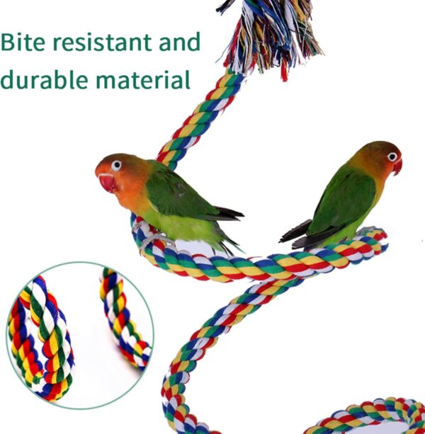Aedcbaide Bird Parrots Toys, 2 Pack Parakeet Parrot Swing Chewing Hanging Toys with Bell, 59inch Bird Cotton Rope and 7Inch Diameter Bird Hanging Swing for Budgie, Cockatiels, Conures, Finches - Image 4