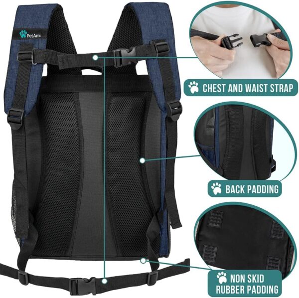 PetAmi Dog Backpack Carrier for Small Large Cat, Pet, Puppy, Ventilated Pet Hiking Backpack Travel Bag, Airline Approved Cat Backpack Carrier, Camping Biking Dog Bag Up to 18lbs Pet, Navy - Image 5