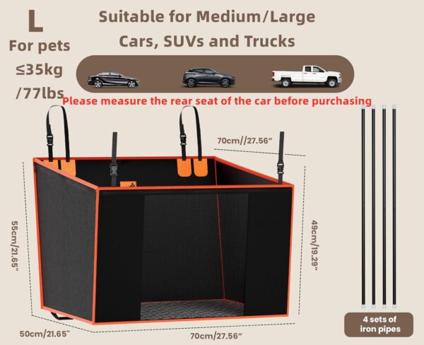Pecute Extra Stable Dog Car Seat - Reinforced Dog Car Seat Medium Sized Dog with Breathable Mesh & Adjustable Dog Seat Belt, Robust and Waterproof Pet Car Seat for the Back Seat of the Car - Image 2
