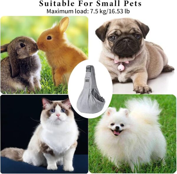 ESPFHN Pet Sling Carrier Reversible Hands Free Sling Carrier Shoulder Bag Adjustable Tote Bag with Front Pocket Outdoor Travel Sling Carrier for Small Dog Cat Rabbit Walking Daily Use - Image 7