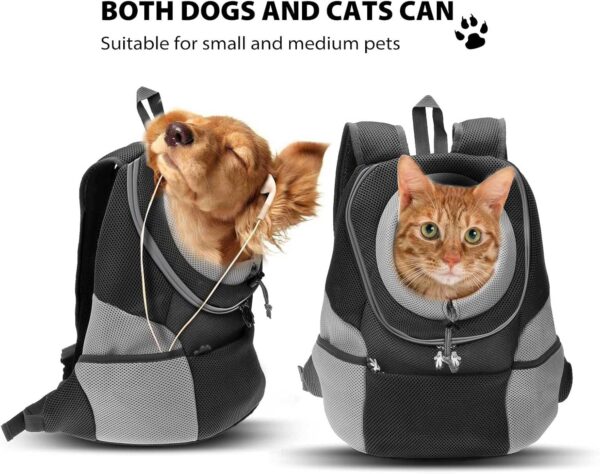 PETCUTE Breathable Pet Carrier Backpack for Small Dogs Cat Up to 6.8KG,Hands-Free Pet Travel Bag with Head-Out Design and Waterproof Bottom,Adjustable Cat Backpack for Hiking & Travel,Black,M - Image 7