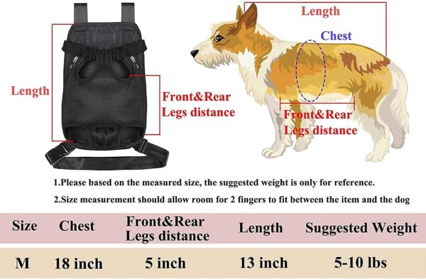 Voarge Dog Carrier Backpacks, Legs Out Front-facing Dog Carrier Backpack, Travel Bag Shoulder Pads for Walking, Hiking, Bike and Motorcycle, Black, M - Image 2