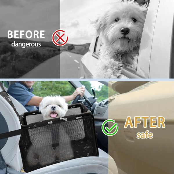 Dog Car Seat Foldable Dog Car Booster Seat Upgrade Puppy Pet Seat Waterproof Breathable Oxford Travel Bag with 12 PVC Tubes for Small to Medium Dogs, Puppies and Pets Black-A - Image 5