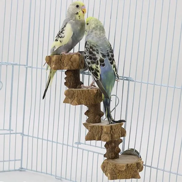 Unsoenihems59 Bird Toys Natural Wood Perch Stand Wooden Platform Climbing Ladder Cage Toy for African Greys Macaws Cockatoos perches parakeets conures parrots cockatiels sand nail paw - Image 3