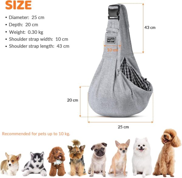 ALLSOPETS Pet Carrier Bag Dog Carrier Sling Reversible Puppy Carrier Purse with Storage Pocket Hand-Free Pet Sling Carrier for Carry Small Dogs Cats Suitable for Travel Outdoor (Light Grey) - Image 6