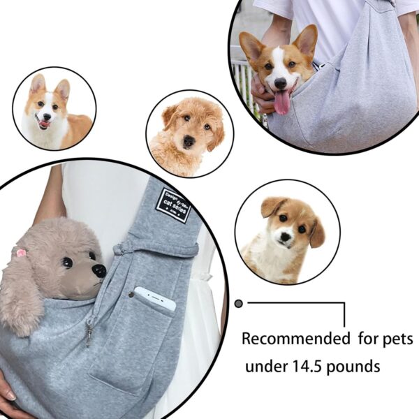 Dog Carry Sling, Pet Carriers for Dogs, Puppy Sling Carrier Small Dog, Small Pet Sling Carrier-Hands Free, Safety Belt Carrier for Small Dogs Outdoor Walking Travel Shopping Grey - Image 4