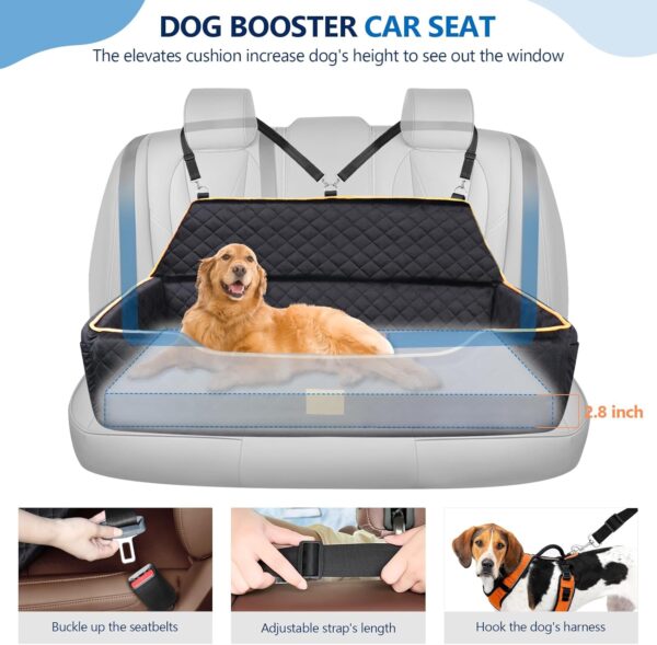 GL GLENSLAVE Dog Car Seat for Large/Medium Dog, Comfortable Dog Car Bed Pet Booster for Back Seat, Fully Detachable & Washable Dog Travel Seat with Thick Cushion (Black) - Image 5