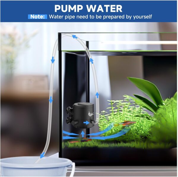 AQQA Internal Fish Tank Filter,8W Submersible Aquarium Filter Pump with Adjustable Water Flow,2 Water Outlet Aquarium Filter,750L/H Water Pump for 60-220L Fish Tank - Image 5