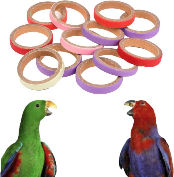 Bohue 12Pcs Parrot Chewing Toy Parrot Biting Paper Ring Colorful Cardboard Ring for Birds Parrot - Image 4