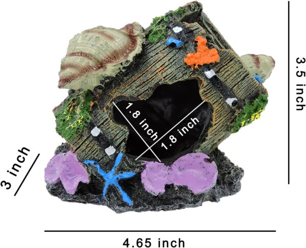 FuninCrea Fish Tank Cave Decor,Aquarium Broken Barrel Cave Decor, Fish Tank Mountain Cave Ornaments for Betta Fish Hiding Hole House Shelter (Grey) - Image 2