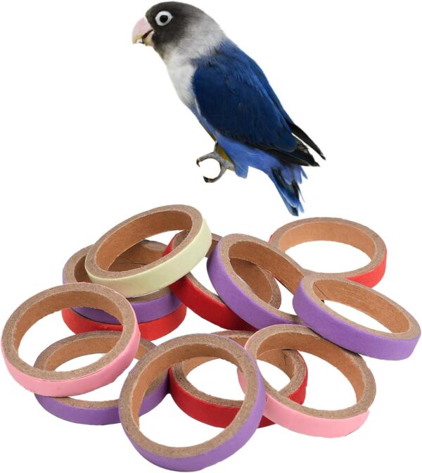 Bohue 12Pcs Parrot Chewing Toy Parrot Biting Paper Ring Colorful Cardboard Ring for Birds Parrot - Image 5