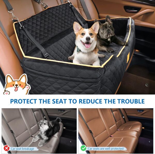 GL GLENSLAVE Dog Car Seat for Large/Medium Dog, Comfortable Dog Car Bed Pet Booster for Back Seat, Fully Detachable & Washable Dog Travel Seat with Thick Cushion (Black) - Image 7