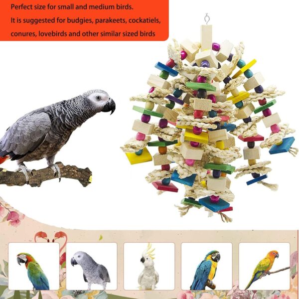 MQFORU Bird Toy Parrot Toy Made with Nature Wood, Parrot Toys for Large and Medium Birds, Best Toys for African Grey, Parakeets, Amazon Parrots, Finch, Budgie, Cockatiels, Conures ect - Image 4