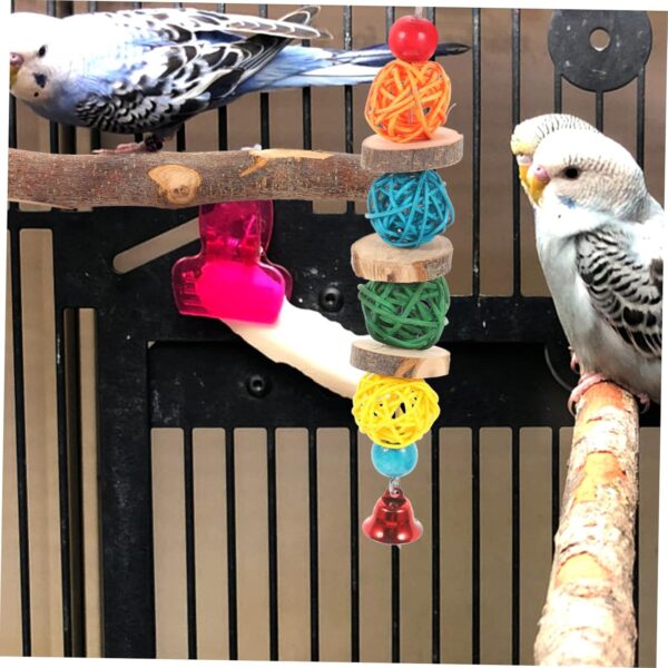 Yardwe 4 Sets Parrot Chewing Toy Bird Perch Parrot Toys Parrot Hanging Toys Bird Parakeet Toys Parrot Perches for Large Birds Parakeet Cage Accessories Bird Stand Bird Supplies Wooden Pet - Image 5