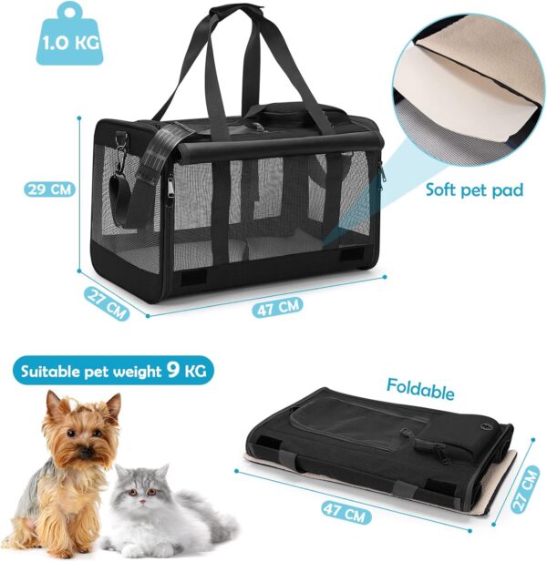 ALLSOPETS Pet Carrier Bag Cat Carrier Handbag Portable Dog Travel Bag Shoulder Bag Suitable for Both Long and Short Trips Used for Cats Dogs Puppies Under 9KG Black - Image 5