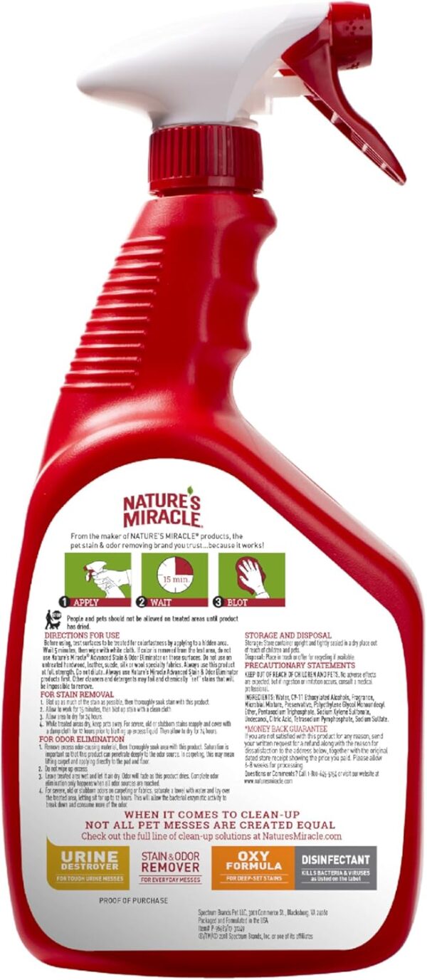 Nature's Miracle P-96987 Advanced Stain and Odor Eliminator Dog, For Severe Dog Messes, Sunny Lemon Scent,32 oz - Image 2