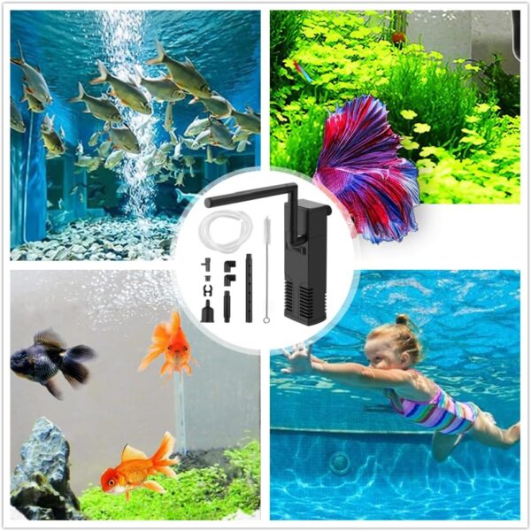 BayBerry Fish Tank Filter Internal Fish Tank Filter Adjustable Aquarium Fish Tank for 60L Aquarium Filter Pump Cleans Water Submersible Fish Tank Water Pump Air Pump - Image 8