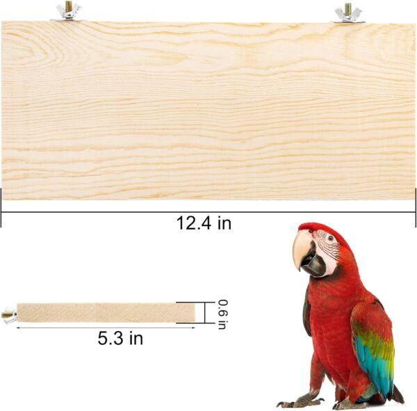 Okllen 3 Pack Wood Bird Platform, Parrot Wood Platform, Wood Pet Climbing Platform Playground Cage for Conure, Chinchilla, Parakeet, Budgie, Cockatiel - Image 2