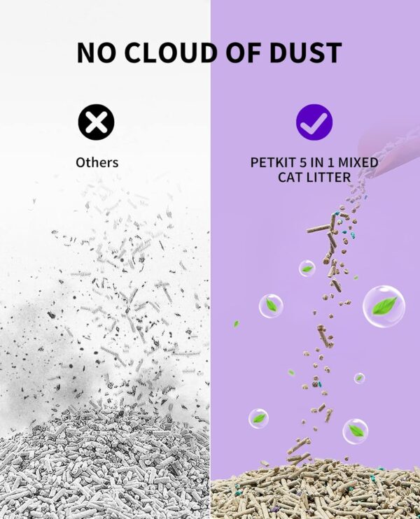 PETKIT Strong Clumping Cat Litters, 5 in 1 Mixed Cat Litter, 14 Litres Unscented Ultra Absorbent and Fast Drying Cat Litter, Flushable Odor Eliminating, Biodegradable, 2 Packs - Image 4