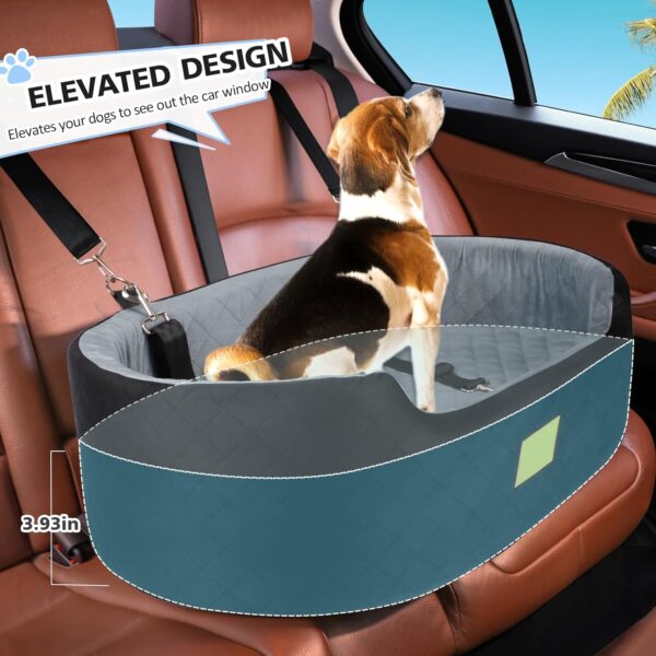 Dog Car Seat for Large/Medium Dog, Pet Car Seat for Dogs Under 55 lbs or 2 Small Dogs, Upgraded Dog Booster Seat, Detachable & Washable Travel Bed Dog Seat with Thick Cushion (Black/Gray) - Image 3