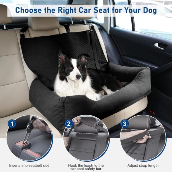 AFODDON Large Dog Car Seat, Car Seat for 2 Small Dogs or Medium-sized Dogs Under 60lbs, Dog Car Bed with Dog Leash, Multipurpose Dog Booster Car Seat, Washable Dog Car Seat Bed - Black - Image 3