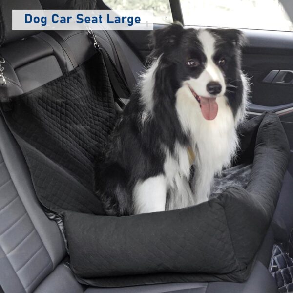 AFODDON Large Dog Car Seat, Car Seat for 2 Small Dogs or Medium-sized Dogs Under 60lbs, Dog Car Bed with Dog Leash, Multipurpose Dog Booster Car Seat, Washable Dog Car Seat Bed - Black - Image 6