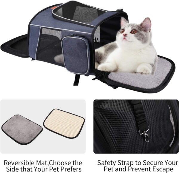 morpilot Cat Carrier Backpack, Foldable Pet Carrier Backpack for Cats and Small Dogs, Dog Backpack Carrier with Ventilated Design Inner Safety Strap, Puppy Carrier Bag for Travel Camping Hiking blue - Image 8