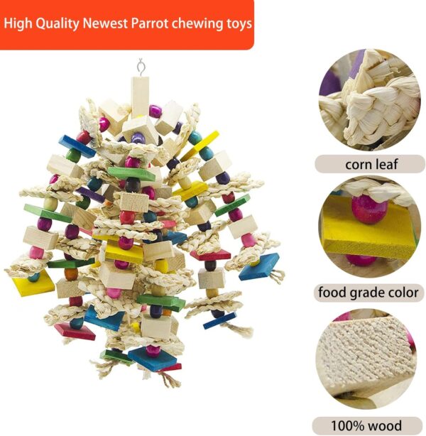 MQFORU Bird Toy Parrot Toy Made with Nature Wood, Parrot Toys for Large and Medium Birds, Best Toys for African Grey, Parakeets, Amazon Parrots, Finch, Budgie, Cockatiels, Conures ect - Image 3