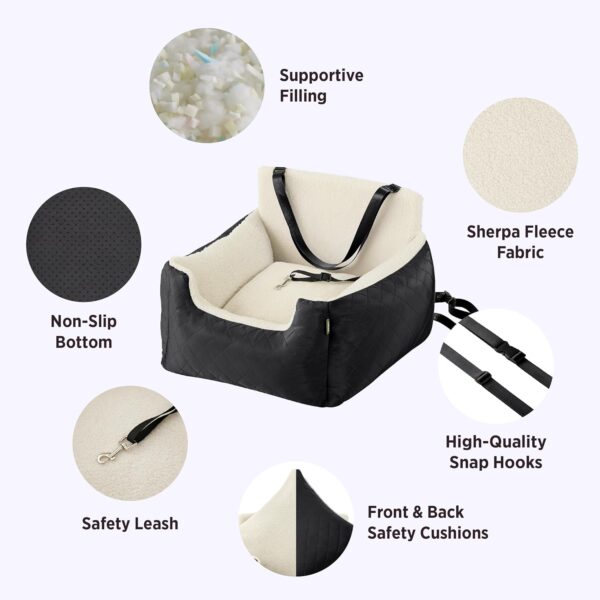 Lesure Small Dog Car Seat - Waterproof Dog Booster Seat, Car Dog Seat For Medium Dog With Storage Pockets, Clip-On Leash For Pet Travel Carrier Bed,54.5x49.5x38cm, Black - Image 3