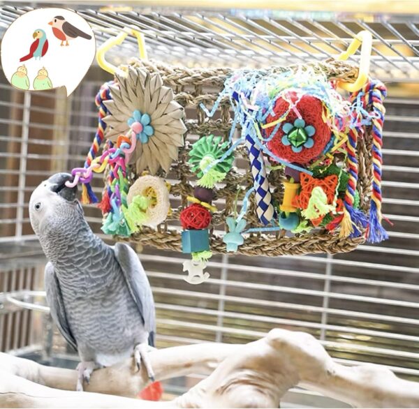 LIANRISES Bird Toys Budgie Toys And Accessories Cockatiel Toys Bird Toys For Caged Birds Parrot Toys Bird Cage Toys Lovebrid Shredding Seagrass Foraging Toys - Image 4