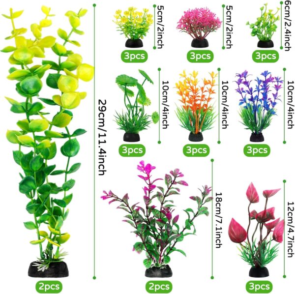 QUOZUO 25 x Colourful Aquarium Decoration Plant, Artificial Plants Aquarium Deco, Terrarium Plant Decoration for Aquarium Fish - Image 5