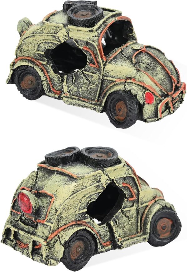 TOWEAR Aquarium Ornament Fish Tank Resin Car Ornament Decorations Imitation Car Wreck Decor Mysterious Underwater World Aquarium Accessories (Car) - Image 4