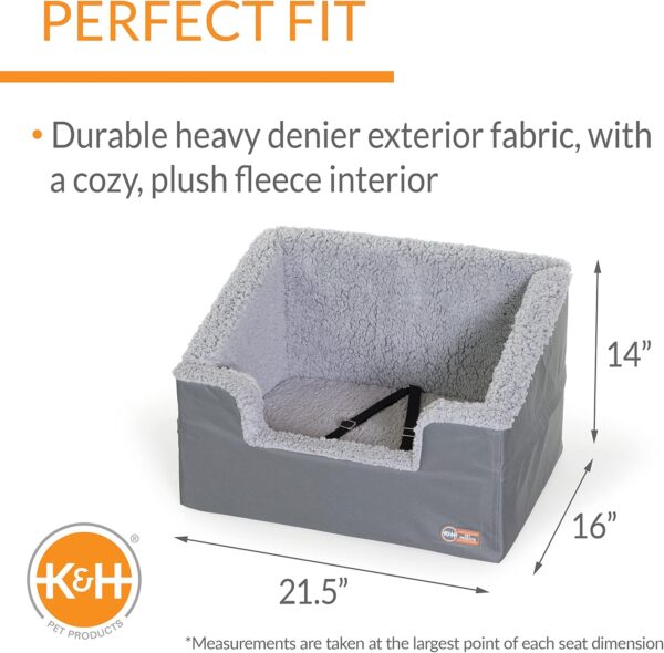 K&H Pet Products Rectangle Bucket Booster Pet Seat - Dog Booster Seat Car Seat for Dogs & Cats Collapsible Rectangle Gray/Gray Large - Image 2