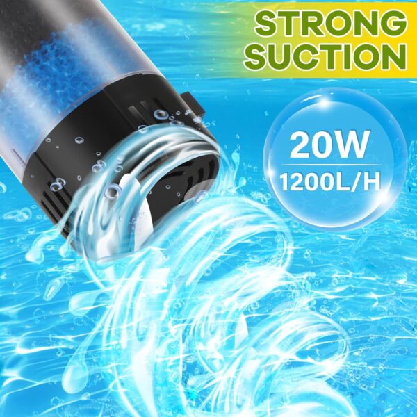LYtech Fish Tank Filter Aquarium Filter 350GPH for 300-1200L Tank Water Cleaning Filter Pump with Filter Cartridges, 20W Submersible Water Pump, 2 Mode (Oxygenation/Rainfall) for Saltwater Freshwater - Image 3