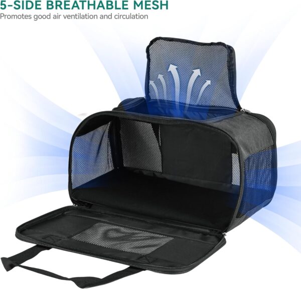 YITAHOME Cat Carrier Airline Approved, Soft-Sided Pet Carrier for Cats and Dogs Up to 15lbs, 5 Sides Breathable Collapsible Cat Travel Carrier with Bottom Protection and Washable Liner, Black - Image 4