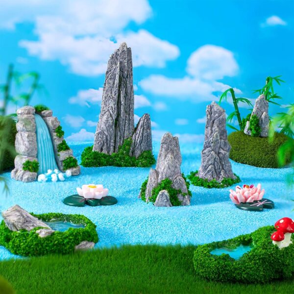 Cosiesnest 27 Pieces Aquarium Decorations, Fish Tank Rockery Hiding Cave Landscaping Decoration with Frog Tadpole Lotus Leaf Lotus Flower for Fish Shrimp Hiding Aquarium Ornament Pet Supplies - Image 5