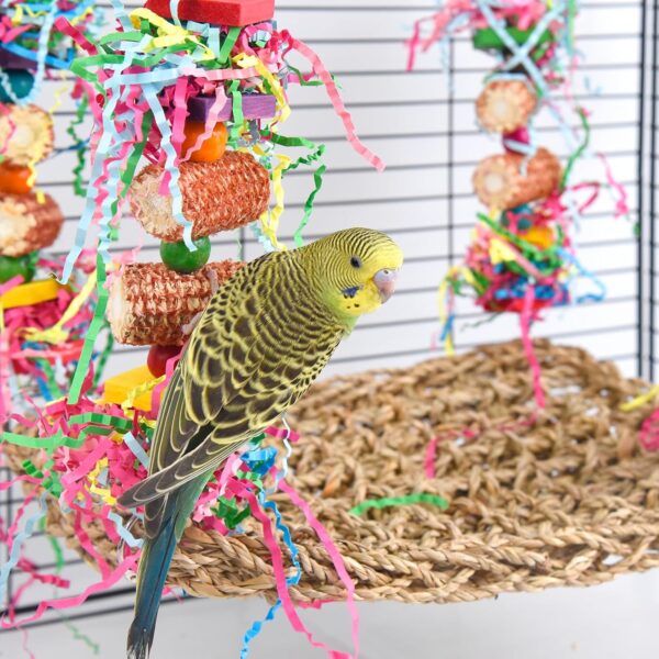 Parrot Toys, Cockatiel toys, Budgie toys, Parrot Swing Chewing Toy for Conures, Cockatiel, African Grey Parrot, Cockatoos and a Variety of Amazon Parrots (Red) - Image 4