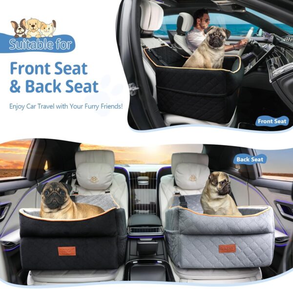 Dog Car Seat for Small Dogs, Memory Foam Dog Booster Seat for Dogs Under 35 lbs, Detachable & Washable Dog Car Seat for Front & Back Seats, Elevated Pet Car Seat with Storage Pockets - Image 4