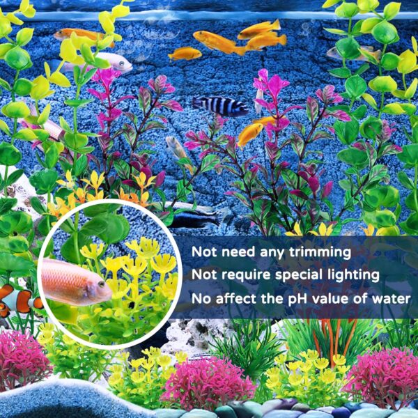 QUOZUO 25 x Colourful Aquarium Decoration Plant, Artificial Plants Aquarium Deco, Terrarium Plant Decoration for Aquarium Fish - Image 4